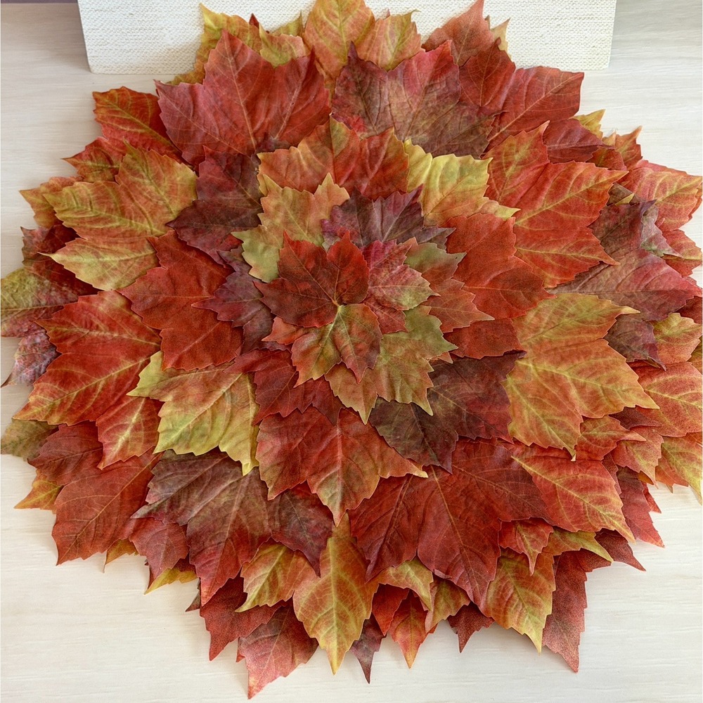 Set of 4 Pier One Imports Die-Cut Layered Autumn Leaf Round Placemats Fall